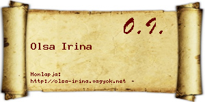 Olsa Irina névjegykártya